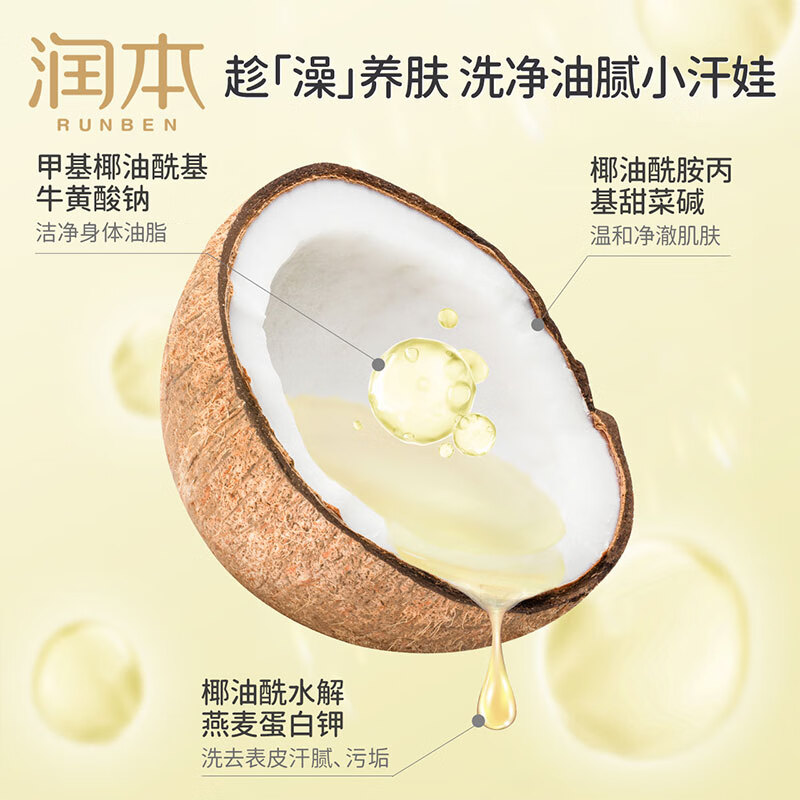 润本婴儿儿童洗发水沐浴露500ml 宝宝洗发泡泡沐浴乳二合一 婴儿洋甘菊洗发沐浴露*1瓶