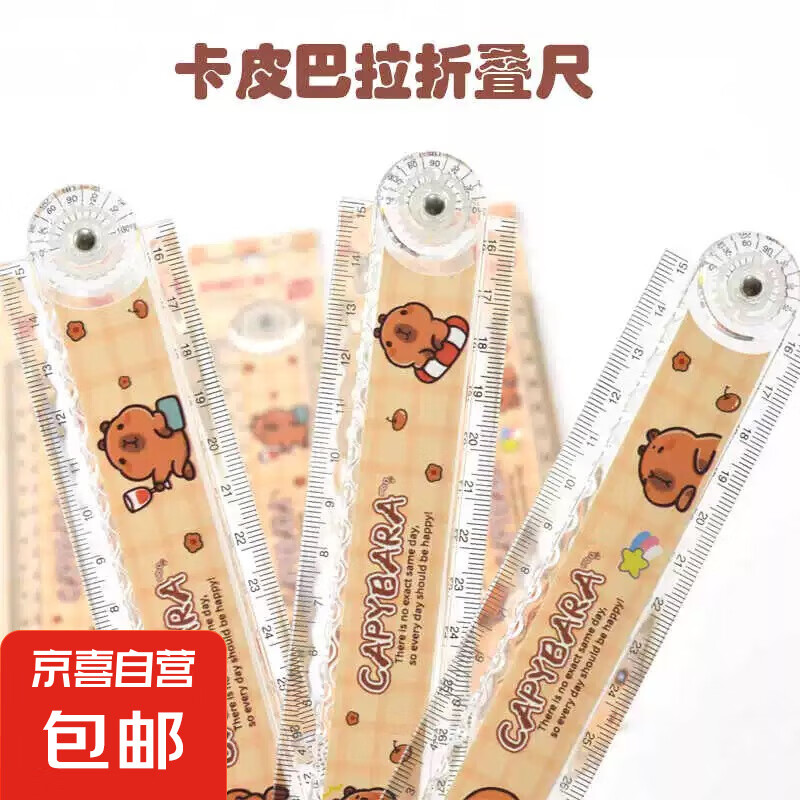 三丽鸥多功能库洛米折叠尺子文具30CM直尺波浪尺卡通格尺几何图形 卡皮巴拉折叠尺【随机1把】
