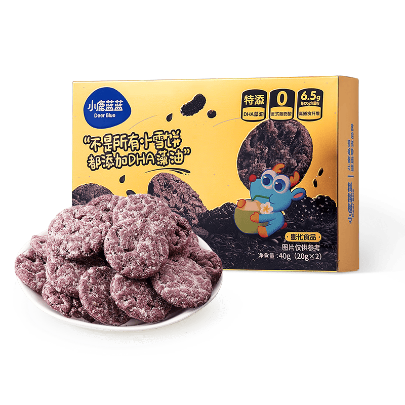 小鹿蓝蓝宝宝零食DHA五黑椰香小雪饼儿童小零食雪饼/++/40g