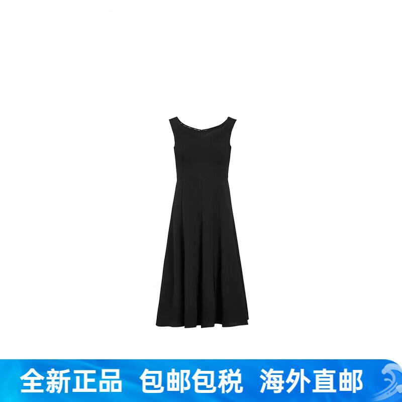 歐時(shí)力（OCHIRLY）啞光醋酸連衣裙小黑裙一字肩氣質(zhì)禮服夏季新品 黑色 XS