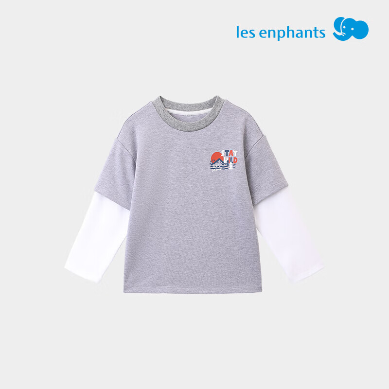 丽婴房（Les enphants）儿童长袖T恤男童女童假两件长袖上衣春秋T恤2025新品 野营绿 140 cm