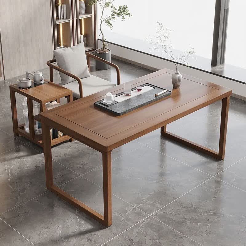 定舟中式阳台茶桌干泡台阳台小茶桌茶几办公室商用办公桌椅组合一整套 单桌：100*60*75*5