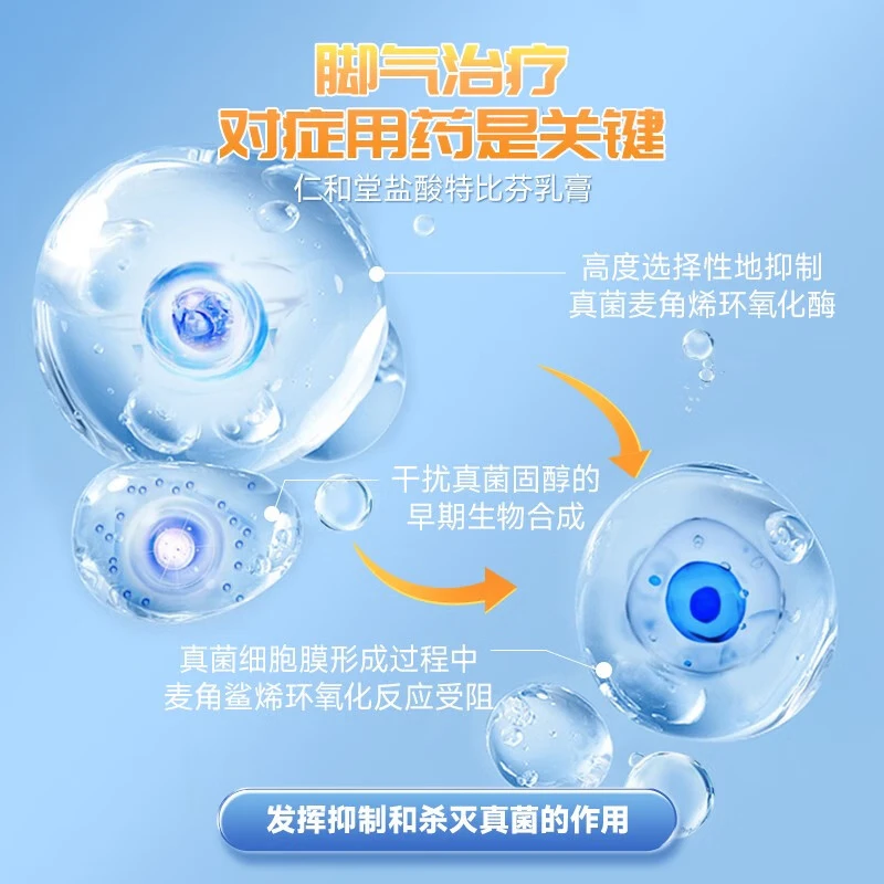 仁和堂 盐酸特比萘芬乳膏 12g*1支 治脚气药止痒脱皮烂脚丫抗真菌感染软膏抑菌杀菌手癣足癣体癣 2盒轻症装