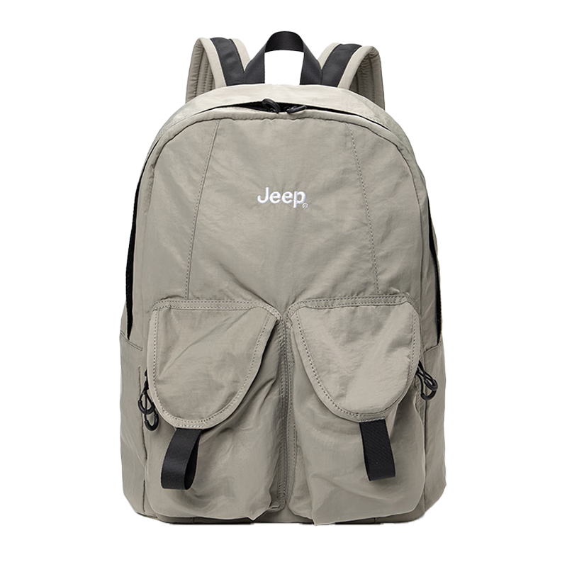JEEP休闲书包轻便耐磨尼龙大容量通勤百搭电脑背包双肩包  卡其色