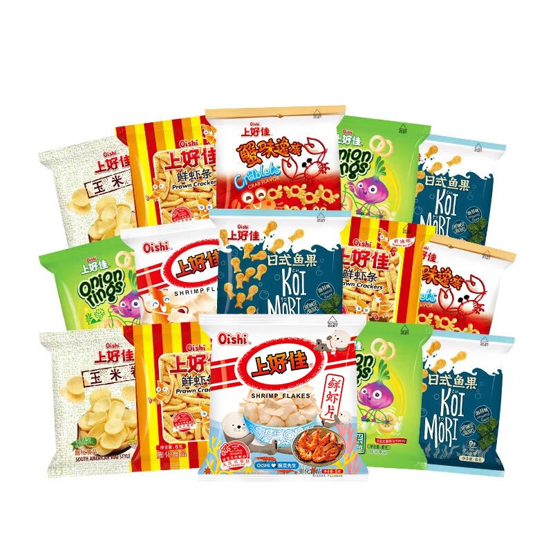 上好佳休闲小零食膨化食品虾片虾条小包装5-6g 42包（口味随机）