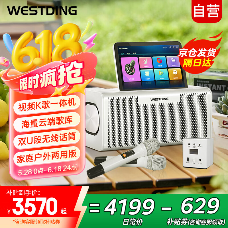 威斯汀（WESTDING）家庭KTV音响套装视频K歌一体机家用卡拉OK全套客厅影院户外露营踏青神器户外版350-128G【京仓】
