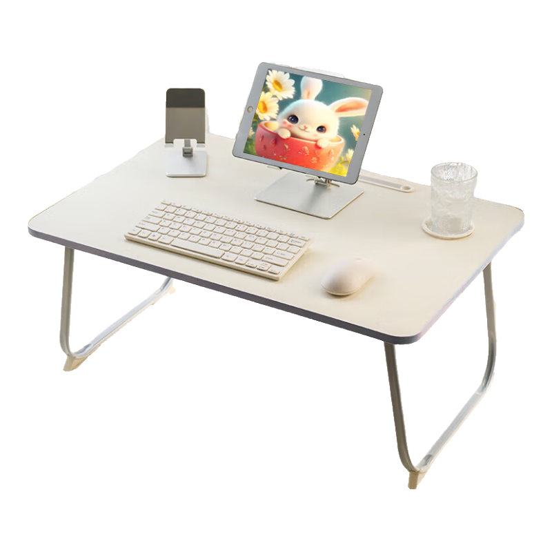 NVV床上電腦桌 床上書桌懶人可折疊小桌子筆記本電腦支架學(xué)生學(xué)習(xí)閱讀宿舍小桌板飄窗小飯桌 白色加大款NP-18S
