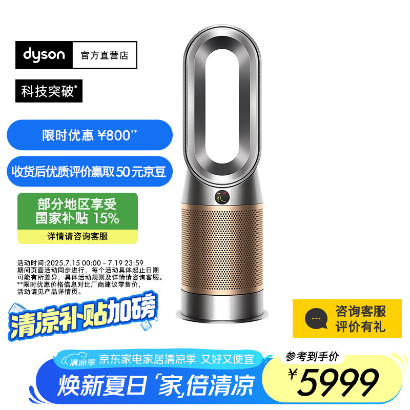 戴森（DYSON）【国家补贴15%】HP12空气净化暖风扇除甲醛 暖风取暖 除异味除尘除过敏原 医护级 宠护认证 黑金