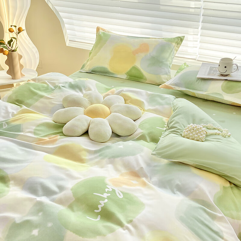 蜜乐暖四季水洗棉被套单人150x200被罩单件宿舍纯全棉被单200x230cm家用 真幸运心【亲肤柔软裸睡 爱心款】 【透气排湿】150x200cm【亲肤柔软 单被套】