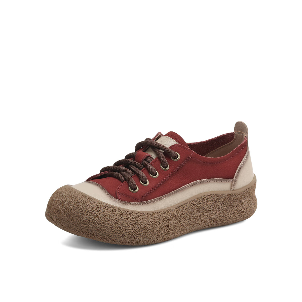 波尔谛奇（BOERDIQI）2025新款复古增高拼色舒适休闲运动板鞋百搭大头女鞋子 红色 39