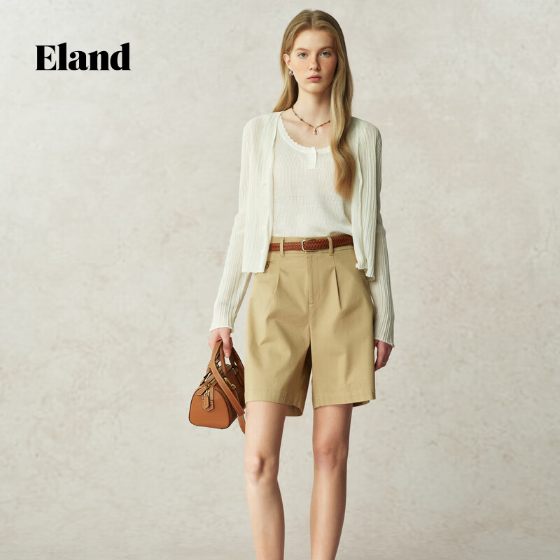 ELAND【亞麻】衣戀馬夾女領(lǐng)口花邊大圓領(lǐng)背心內(nèi)搭25夏季新款淡人 象牙白/白色(39)Ivory M /165