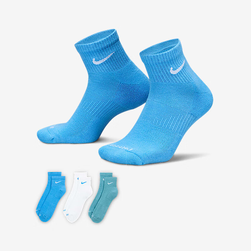 耐克（NIKE）男袜女袜25夏休闲训练中筒运动袜子3双装 SX6890-937 S