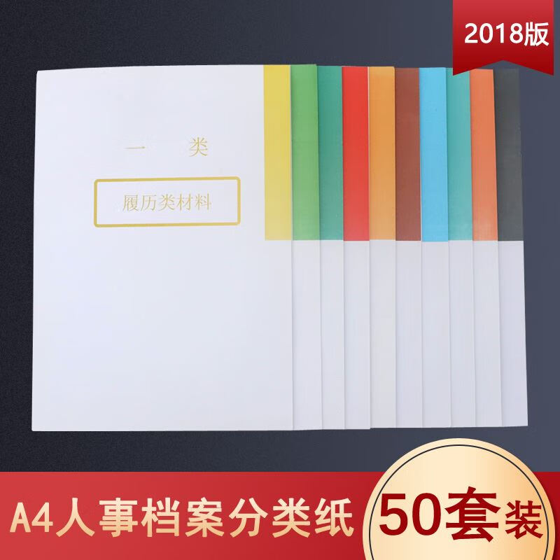 阡囤 50套装a4干部人事档案十大类分类纸隔页纸80克索引纸2018年新