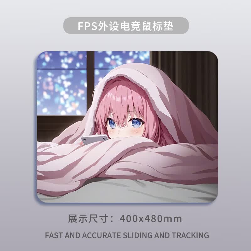 星泽纪游戏鼠标垫电竞大号加厚动漫二次元女FPS细面防滑创意桌垫锁边办公小号男生护腕家用定制滑鼠垫 GE513【细面亲肤锁边】 480x400x4mm