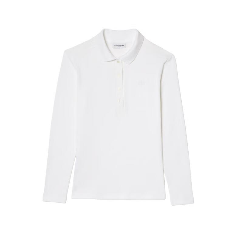 LACOSTE女式經(jīng)典長袖 polo 衫修身顯瘦彈力棉質(zhì)四顆貝母扣休閑時尚短款上 白色 均碼 |44