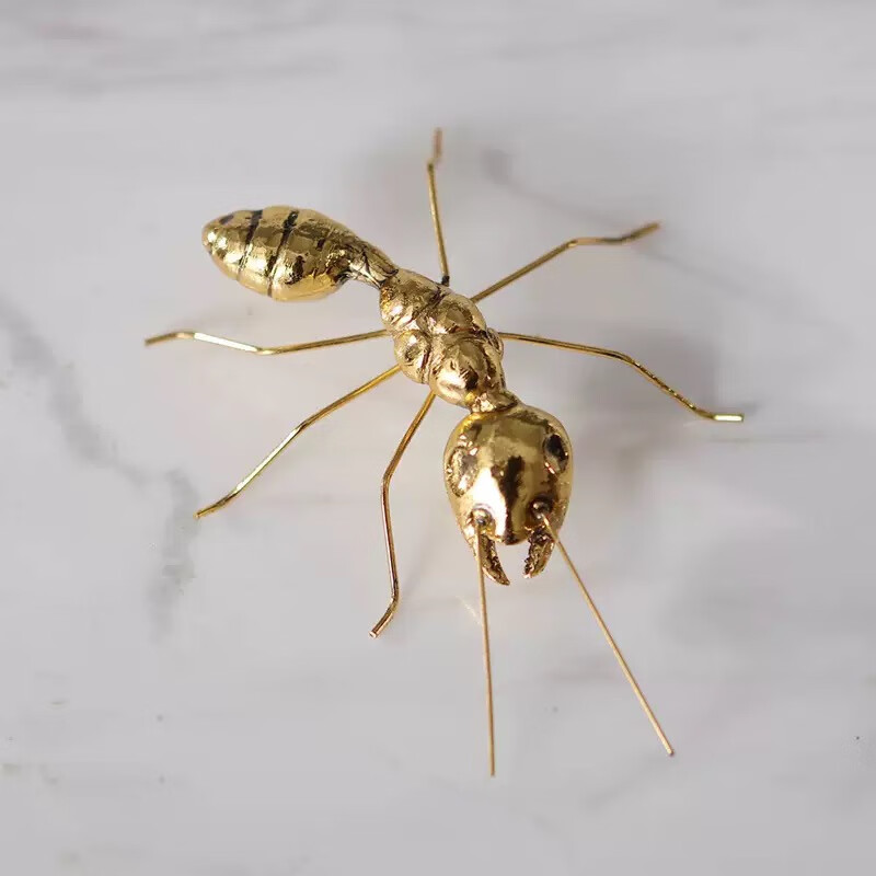 欧式金属金色小蚂蚁摆件桌面家居装饰摆设工艺品展览厅摆件 金色蚂蚁