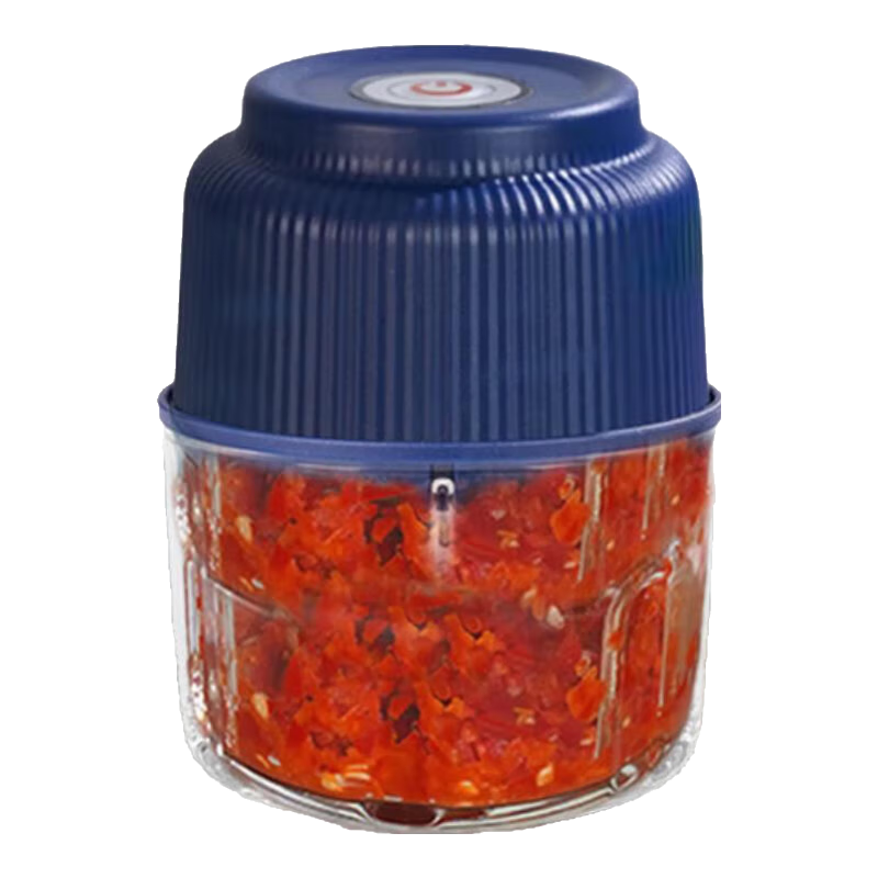 打蒜器 搅蒜机电动拉蒜器绞肉机蒜泥捣碎器多功能小型家用蒜蓉机料理机蒜末搅碎器厨房压蒜神器 深蓝【蒜蓉神器】二叶锋刀-食品级pp杯 0.26L
