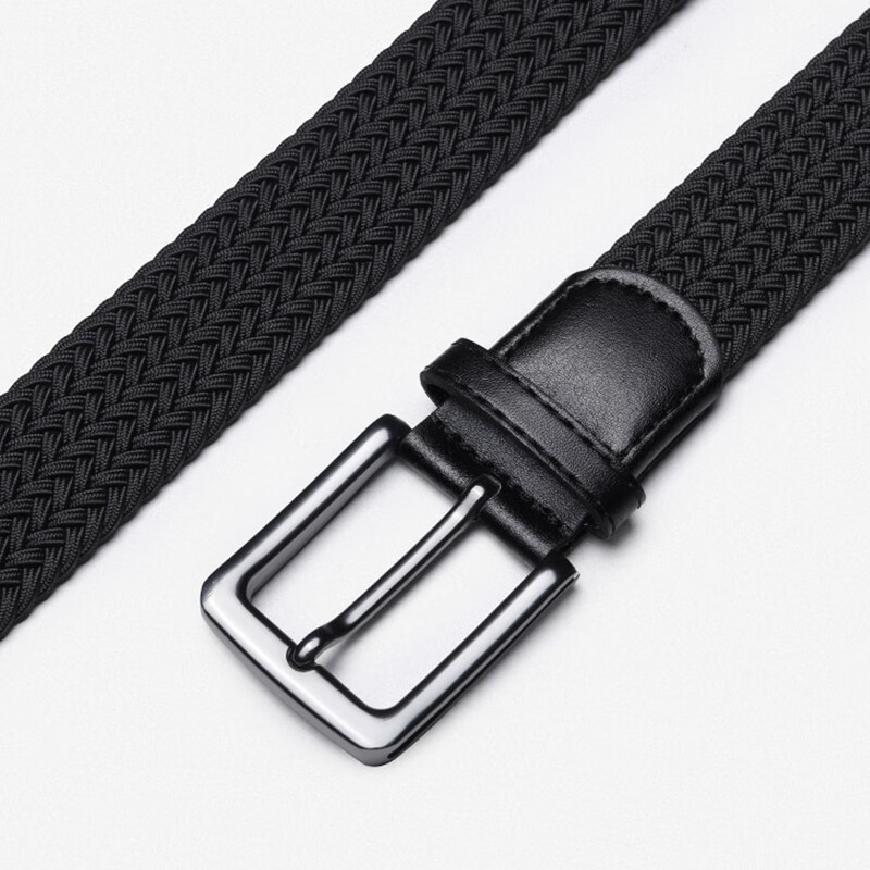 CHALKIN高尔夫帆布腰带男弹力编织布皮带针扣休闲简约户外运动透气免打孔 蓝白 115cm