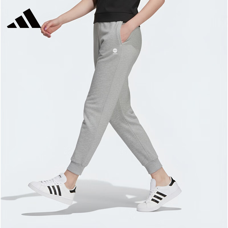 阿迪达斯女子运动裤户外训练收口小脚裤长裤 IK2441 灰色 L