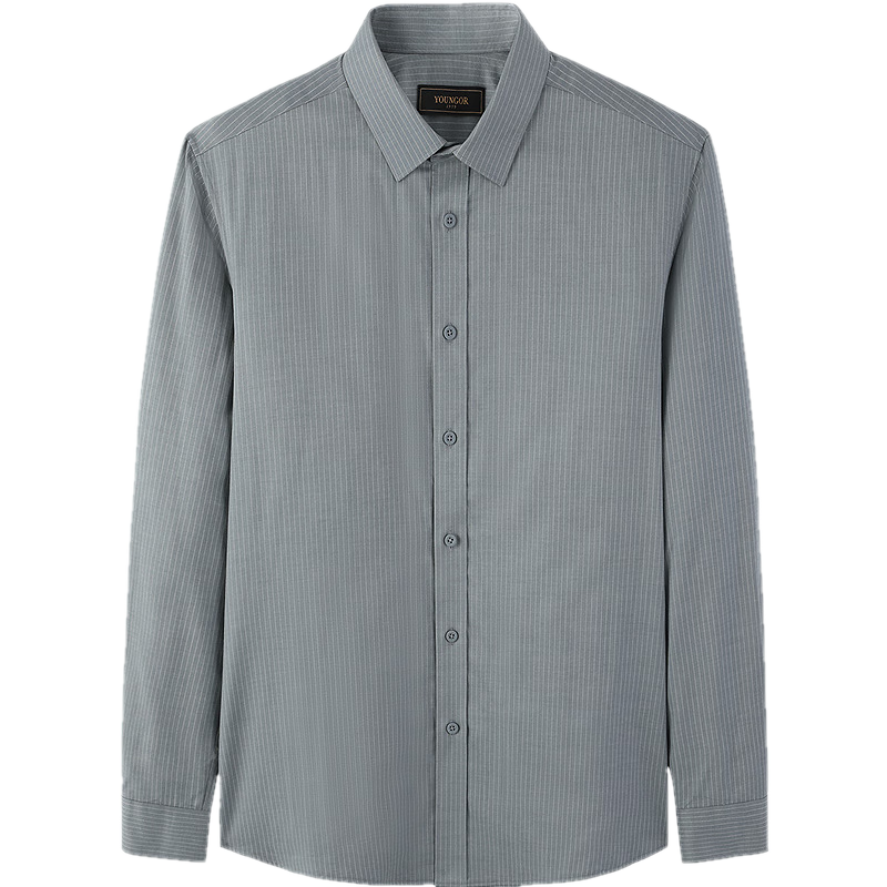 雅戈尔衬衫男2025秋冬【羊毛绒内胆】条纹厚款蓄热升温保暖长袖上衣衬衣 灰色条纹VLBN119702DJA 38 （170/84A）