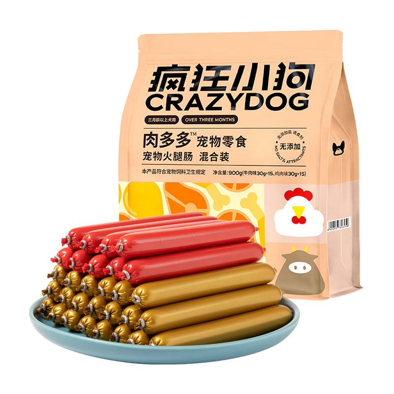 瘋狂小狗 寵物狗狗零食火腿腸幼犬成犬訓(xùn)練獎勵 混合香腸4.5kg