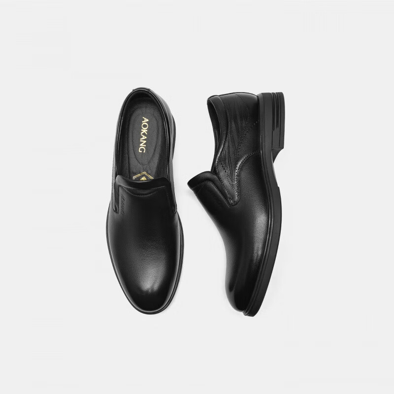 奥康（Aokang）男鞋2025秋季新款真皮舒适商务正装鞋时尚套脚通勤皮鞋 门店发货 黑色 1251211025 42 (260mm)