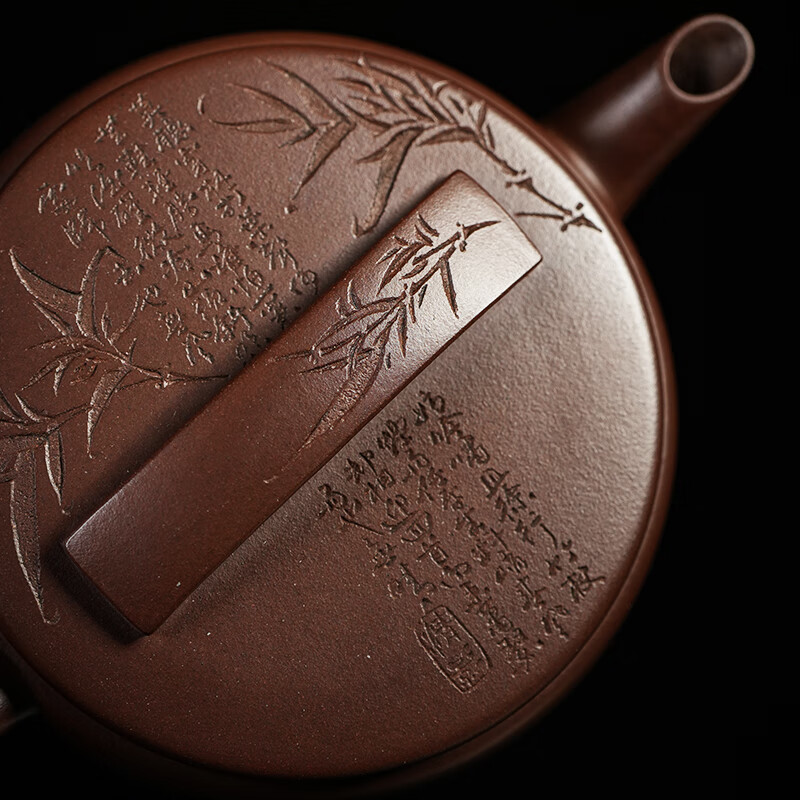 紫来顺宜兴名家高端紫砂壶纯手工刻绘剑流汉瓦壶正品送领导送男士礼品 紫泥剑流汉瓦 170ml