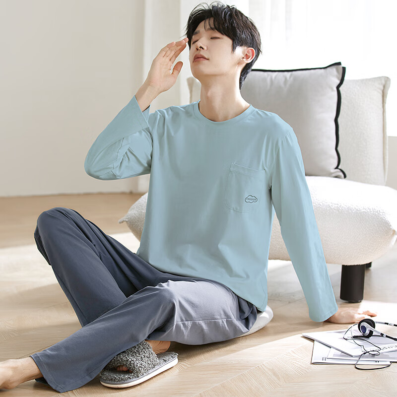 馨爱百年睡衣男秋冬长袖纯棉大码休闲运动可外穿中青年家居服套装 QH-2549 3XL