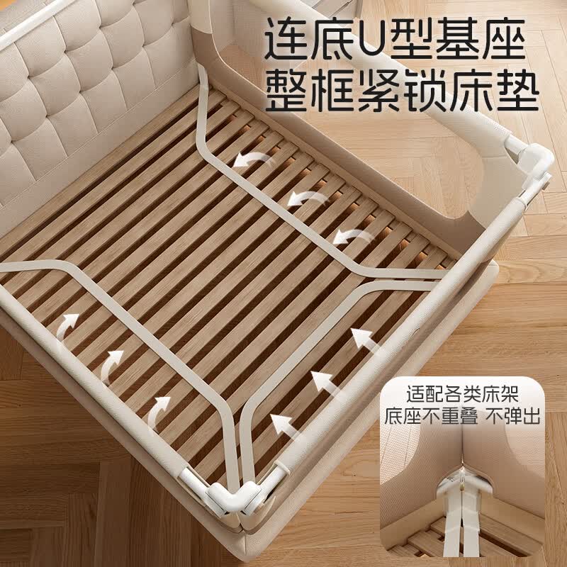 皮安诺床围栏儿童防摔婴幼儿床上防护栏加高防掉床宝宝挡板可升降床护栏 2026全新升级桃皮绒床护栏 L型底座 2米+2.2米+2.2米三片装 星月设计 快速安装 免钉