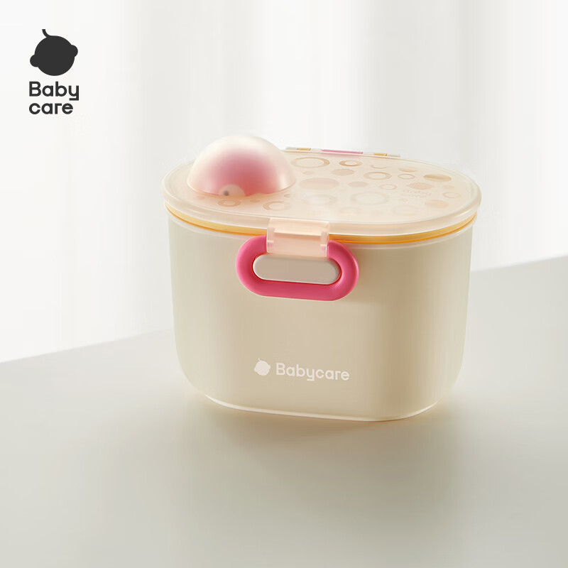 babycare婴儿奶粉盒宝宝便携奶粉辅食储存盒大容量恐龙奶粉盒 奶油黄380ml
