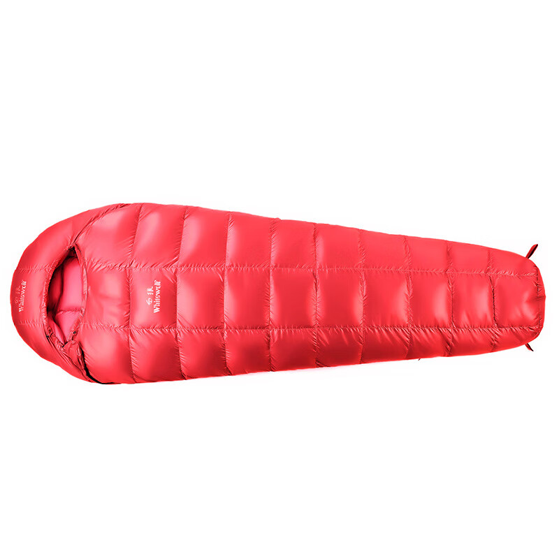 白狼（WhitewolF）羽絨睡袋木乃伊成人戶外便捷可收納露營防水加厚保暖睡袋 紅 400克鴨