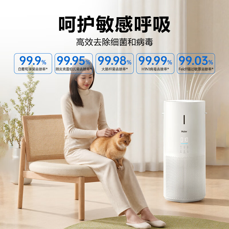 海尔【新品上市】空气净化器加湿一体机除甲醛家用室内除病毒细菌除烟味宠物异味空气加湿净化二合一 净化加湿一体机【KJ320F-JSQ3U1】