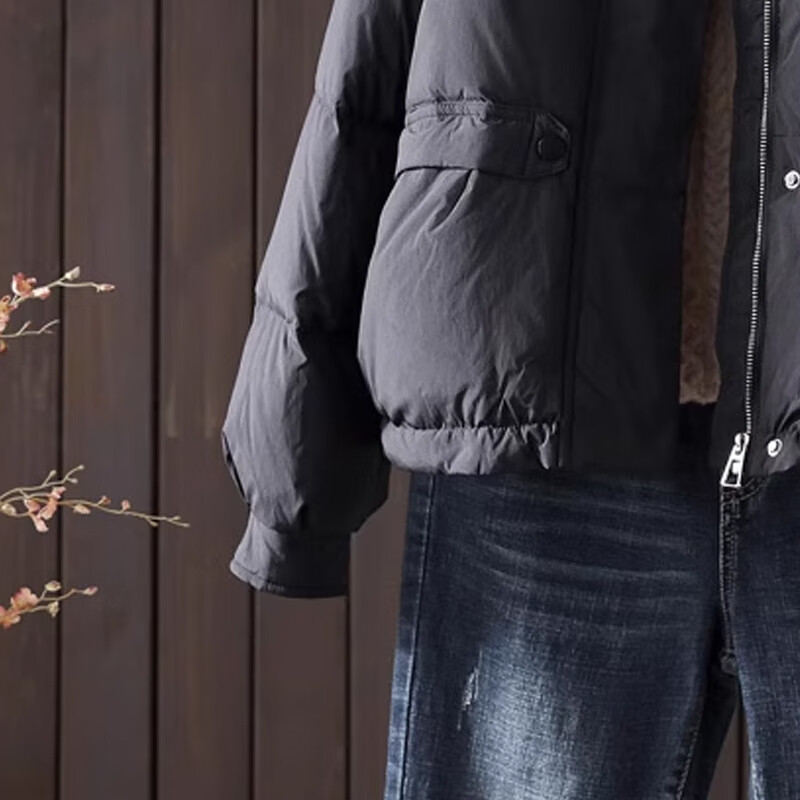 子牧棉麻2025冬装 女时尚简约纯色立领保暖棉衣宽松长袖棉服外套0818 紫色 XL (建议125-135斤)