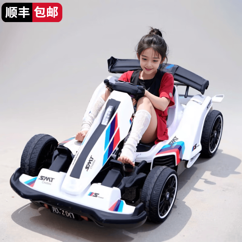 WORK BABY成人亲子儿童电动车漂移卡丁车可坐大人男女小孩四轮遥控礼物玩具 C款白色+12V大电+遥控+自驾+长度调节