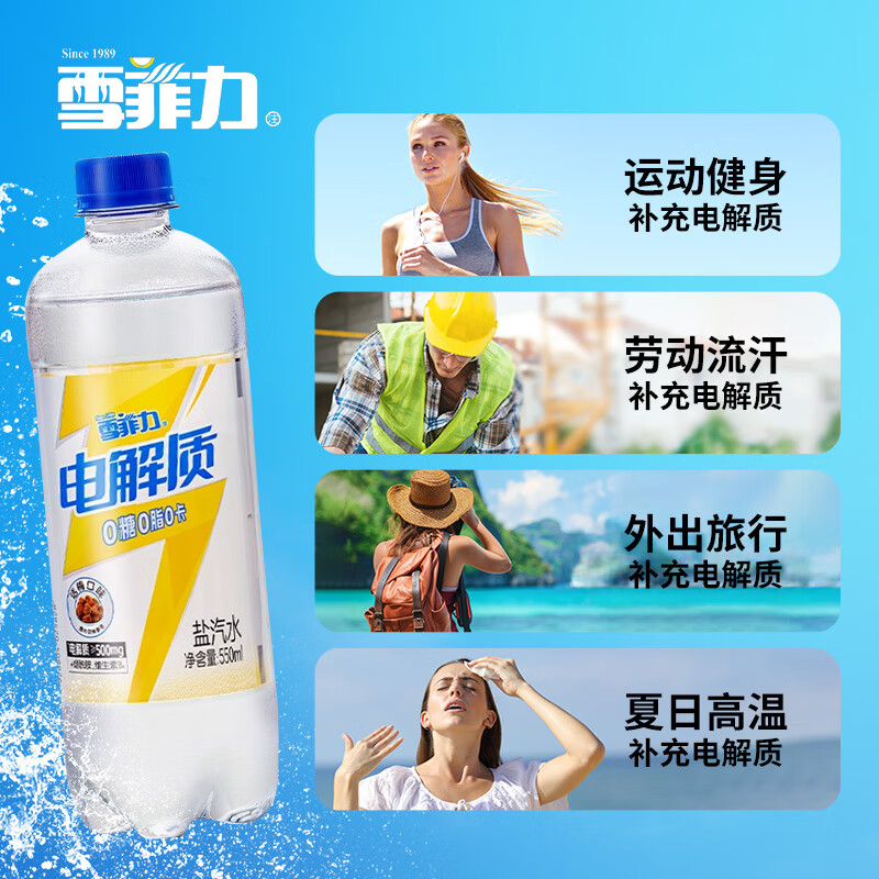 可口可乐雪菲力电解质白桃味荔枝味话梅味无糖汽水瓶装大瓶碳酸减重补水 雪菲力电解质话梅味汽水550ml*5 京东折扣/优惠券