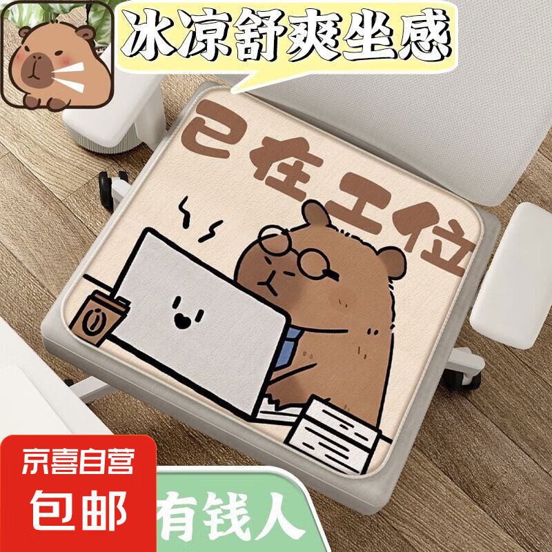 Brangdy卡皮巴拉四季通用坐垫办公室久坐清凉凉垫卡通防滑凉席 卡皮巴拉B 40*40cm
