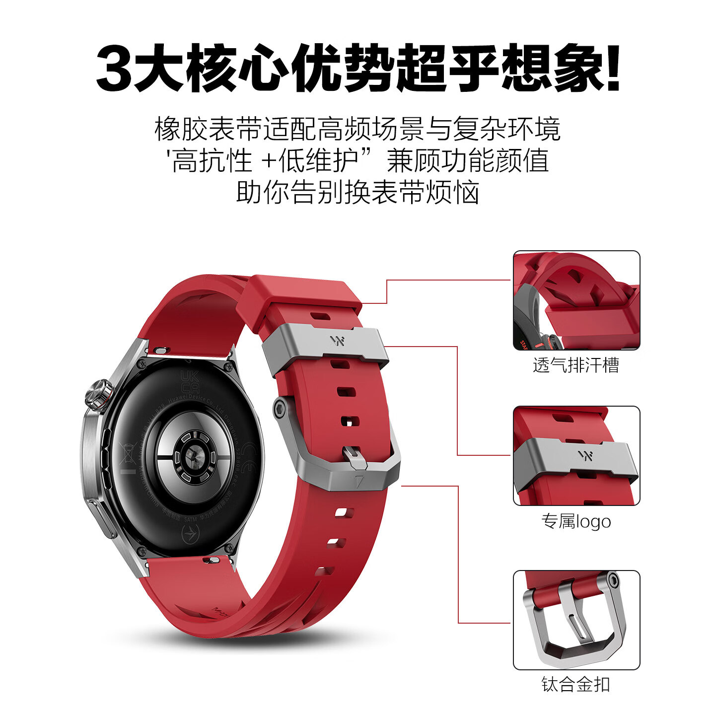 watchbond适用小米watch5手表表带s5/s4sport氟橡胶钛合金扣表带s3智能2运动s1pro男士款color2夏季透气腕带 FKM氟橡胶-康赛款-钛合金扣-曜石黑 适用小米手表Watch5/S4/3/2/1/Pro