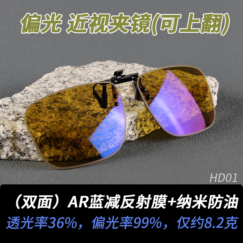 Shineye【近视夹镜】看鱼找鱼日夜两用高清偏光太阳镜夹片墨镜可翻转 【日夜两用】黄底蓝膜双面AR防水防油