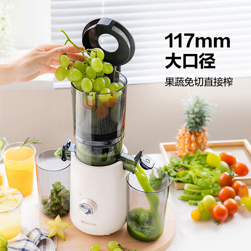摩卡(MOCHA)原汁机榨汁机汁渣分离家用大口径低速水果蔬菜多功能鲜榨果汁机商用电动榨汁果蔬料理机 【年度新款】178活力橙-117MM大口径