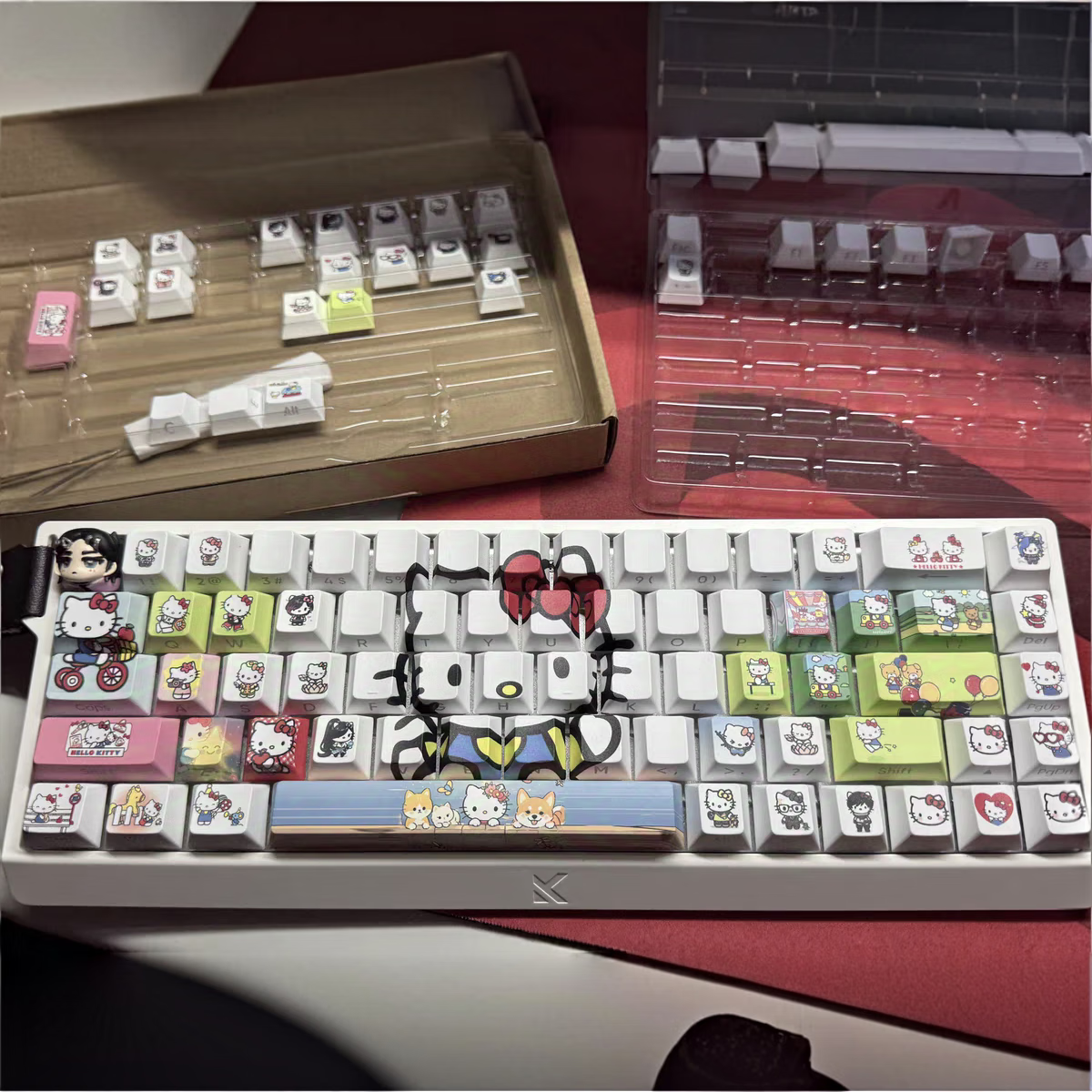 HelloKitty多色键帽侧刻透光wootingez63made68美加狮ev63 atkvgn艾石头小蜜蜂ace68win 白色侧刻透光适配到87键，发全套