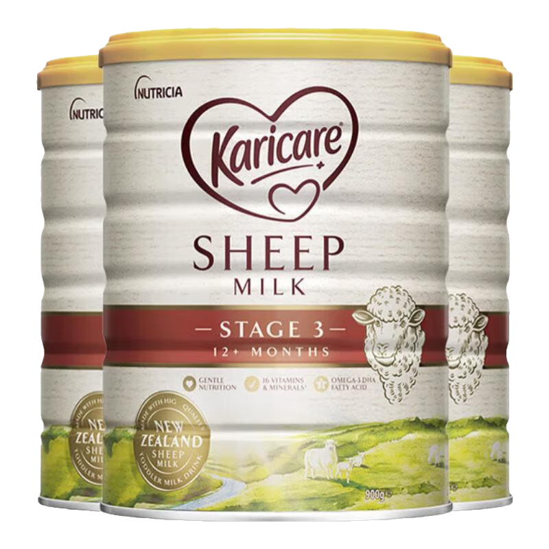 可瑞康（karicare）嬰兒配方綿羊奶粉天然乳鐵蛋白新西蘭原裝進(jìn)口900g/罐 可瑞康3段3罐【咨詢有券】