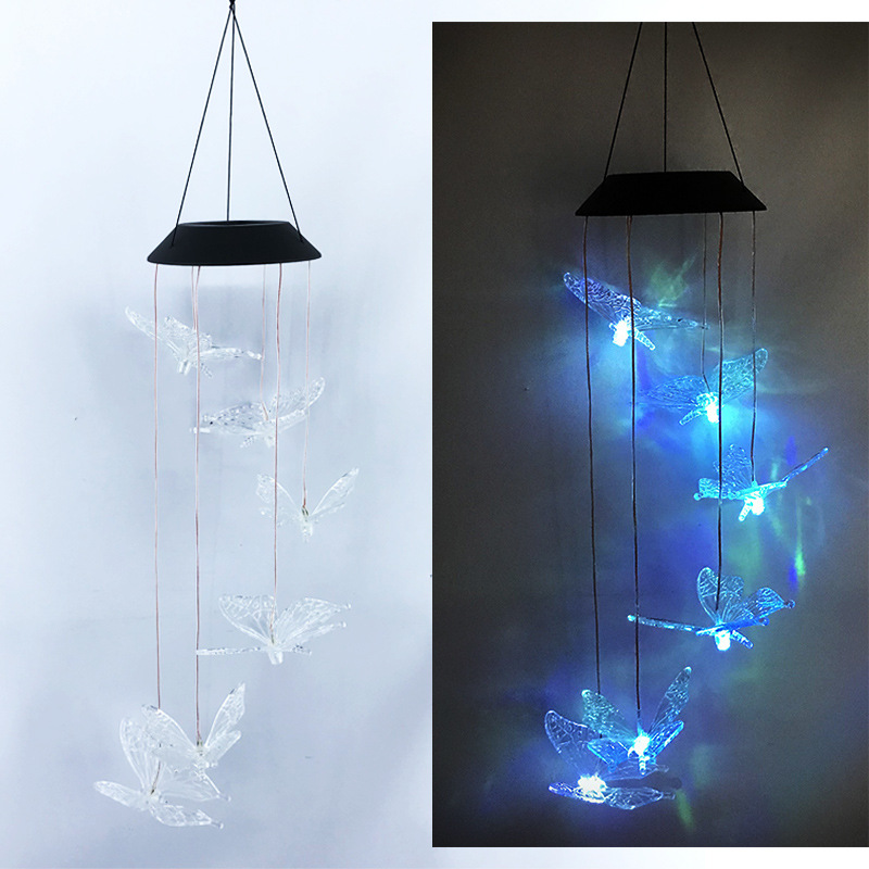 赐紫樱桃太阳能智能感应led电子七彩闪灯户外水庭院装饰吊灯蝴蝶风灯