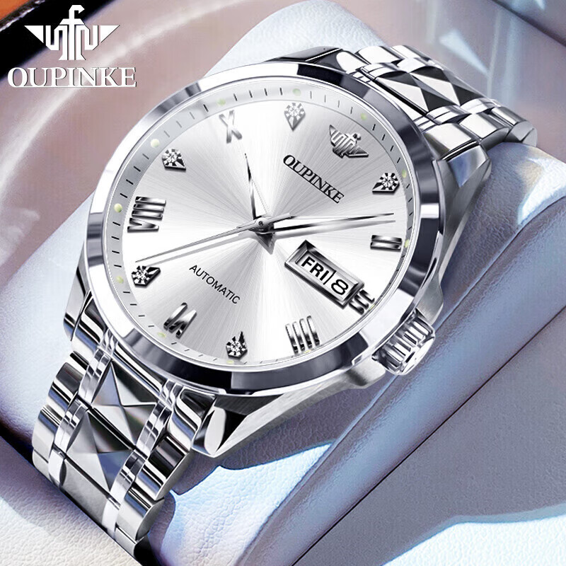 瑞士江诗丹顿手表男士旗舰男表机械表防水夜光纵横四海全新款背透 瑞认证-钢带本白