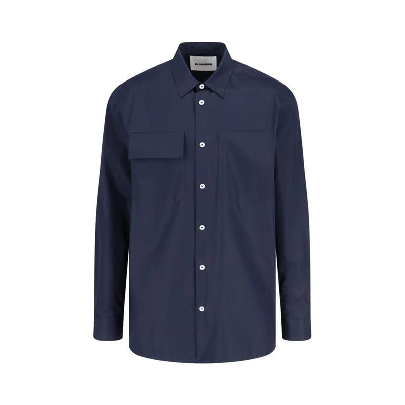 jil sander男士短袖衬衫免烫商务休闲单排扣衬衣 黑色 均码