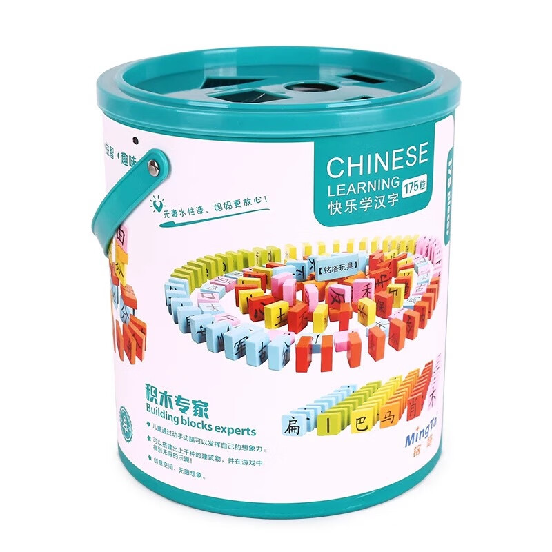 銘塔兒童大顆粒積木木頭玩具16歲動(dòng)腦拼裝 175粒漢字積木