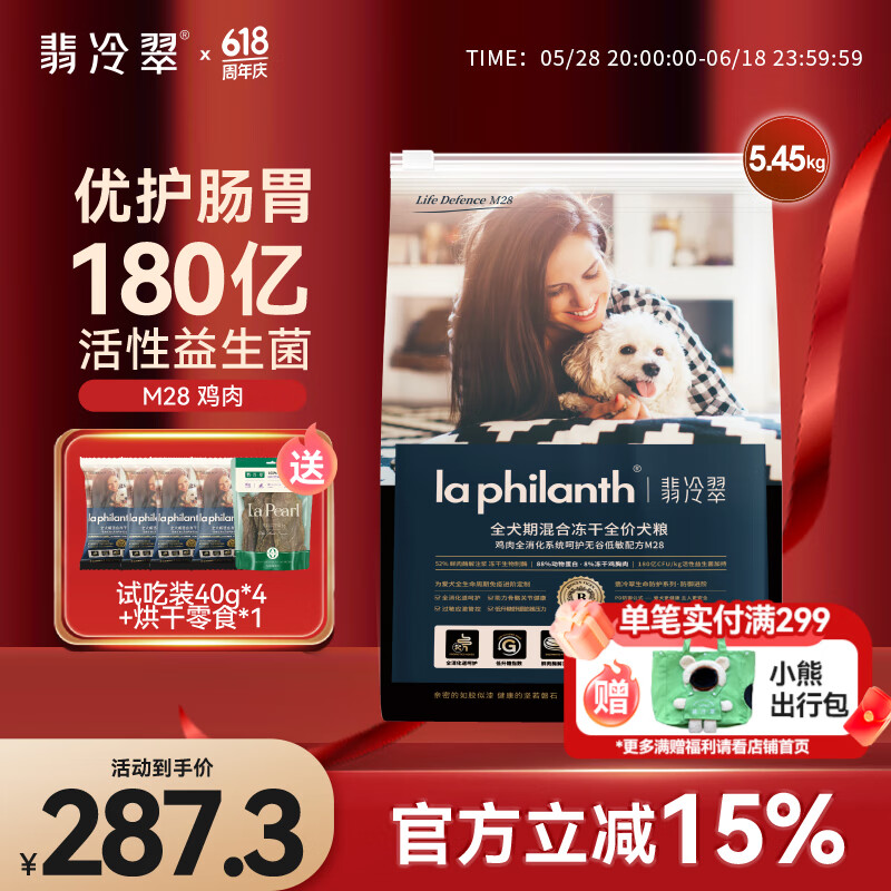 翡冷翠【不爱吃包退】狗粮幼犬小大型犬粮鸭肉梨狗粮泰迪柯基狗粮送试吃 M28鸡肉无谷配方5.45Kg 全犬龄