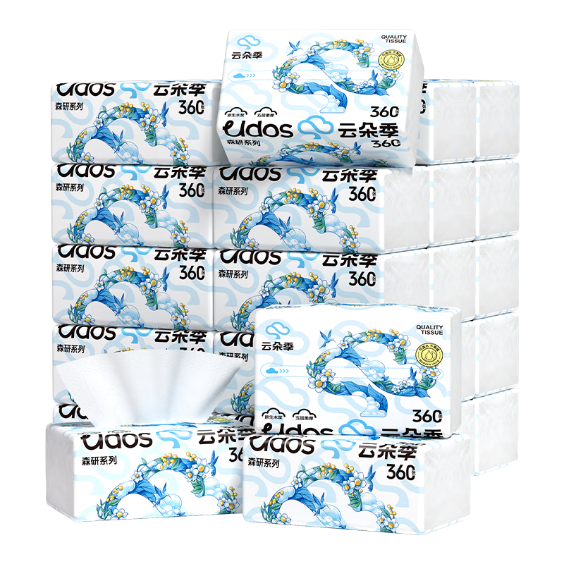 云朵季大包抽纸5层加厚纸巾医护级面巾纸优等品质原生木浆餐巾纸卫生纸 【医护级】 5层 360张*24包