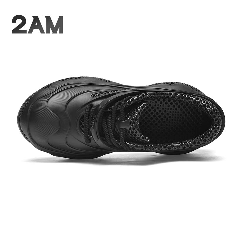 2AM · Thug面包鞋4D打印一体成型舒适厚底时尚休闲鞋夏季3D打印鞋 暗夜黑（无边款） 38