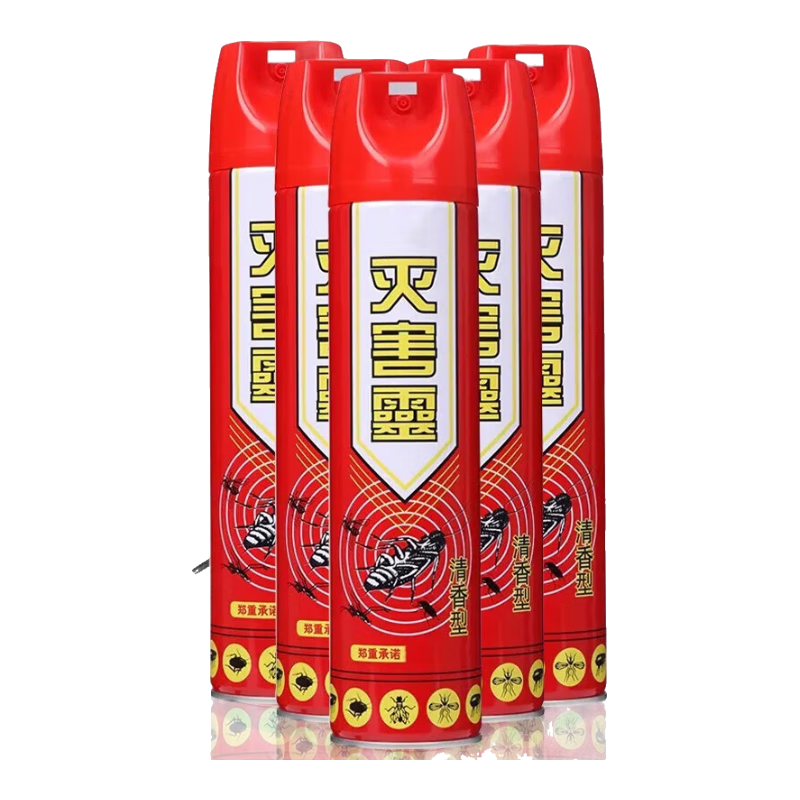 灭害灵杀虫剂家用无味喷雾室内驱蚊灭蚊蟑螂神器衣柜室内室外便携 强力型灭害灵750ml5瓶装
