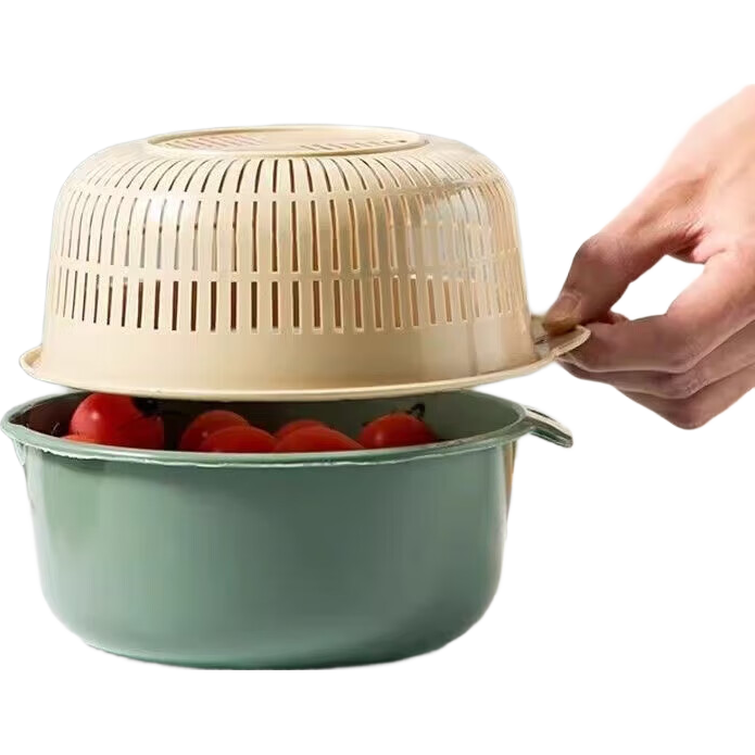 【新人尝鲜】双层厨房家用塑料蔬菜水果洗菜盆多功能收纳沥水篮 3套【6个】16*6.5cm